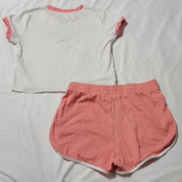 β€οΈβπ₯$5~ GOALS Coral & White Crop Tee & Short Set, Size Small - Picture 2 of 3